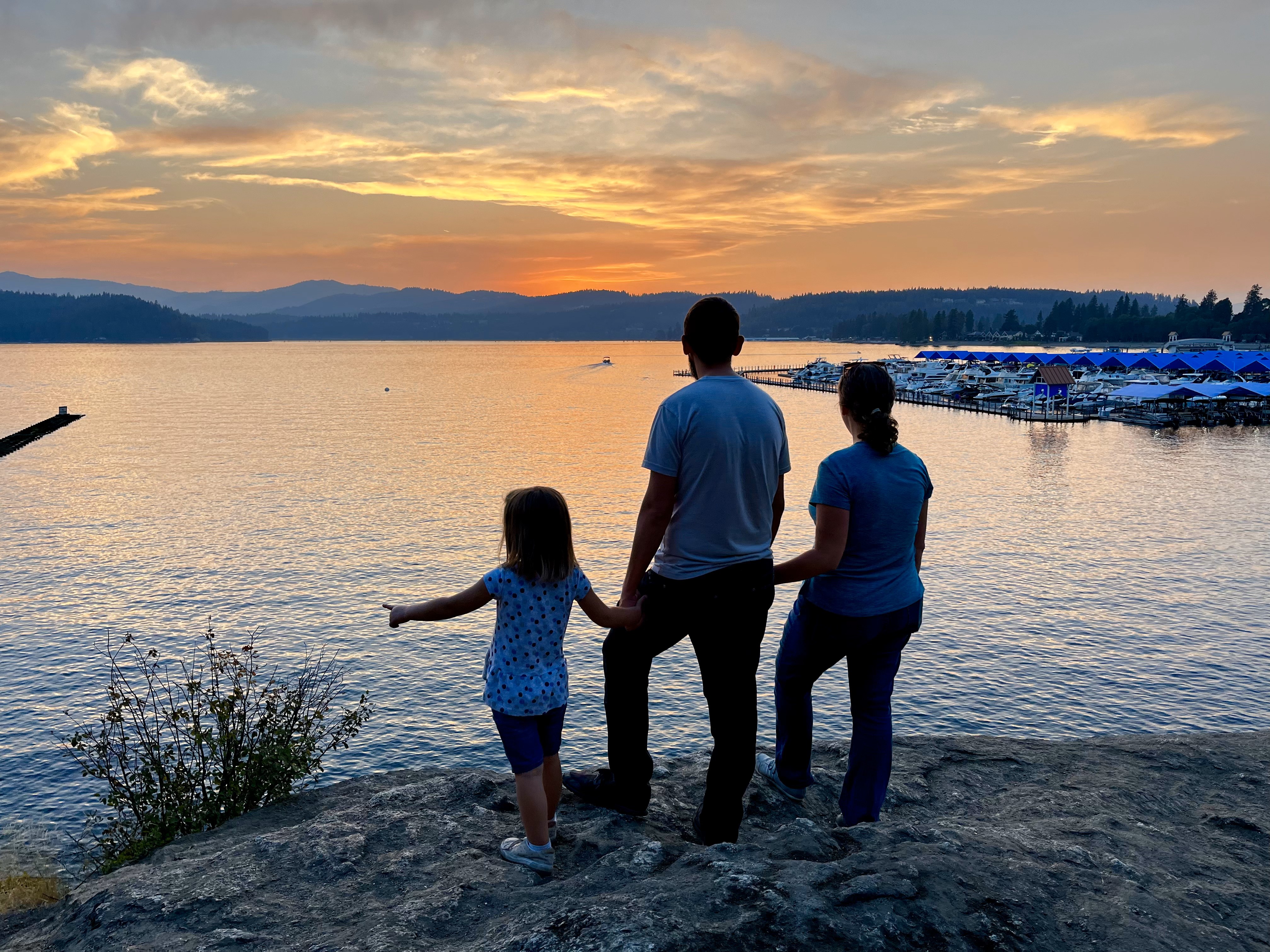 Family by the water